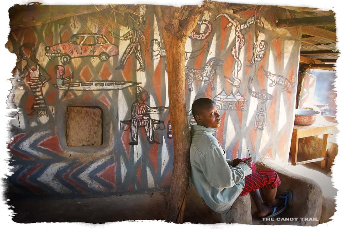 sirigu village folk art on painted houses of ghana