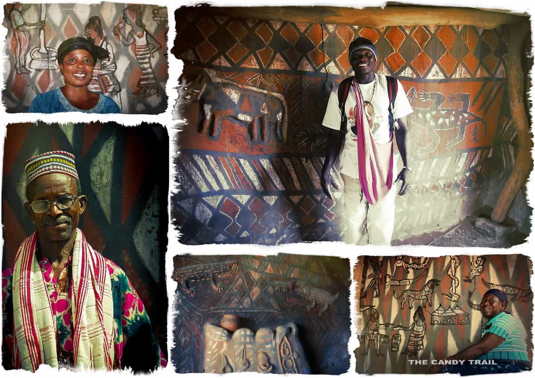 people scenes of the beautiful painted houses in ghana
