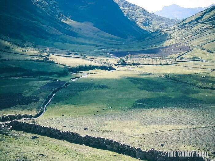 farmland valley at start of the vilcabamba ruins trek