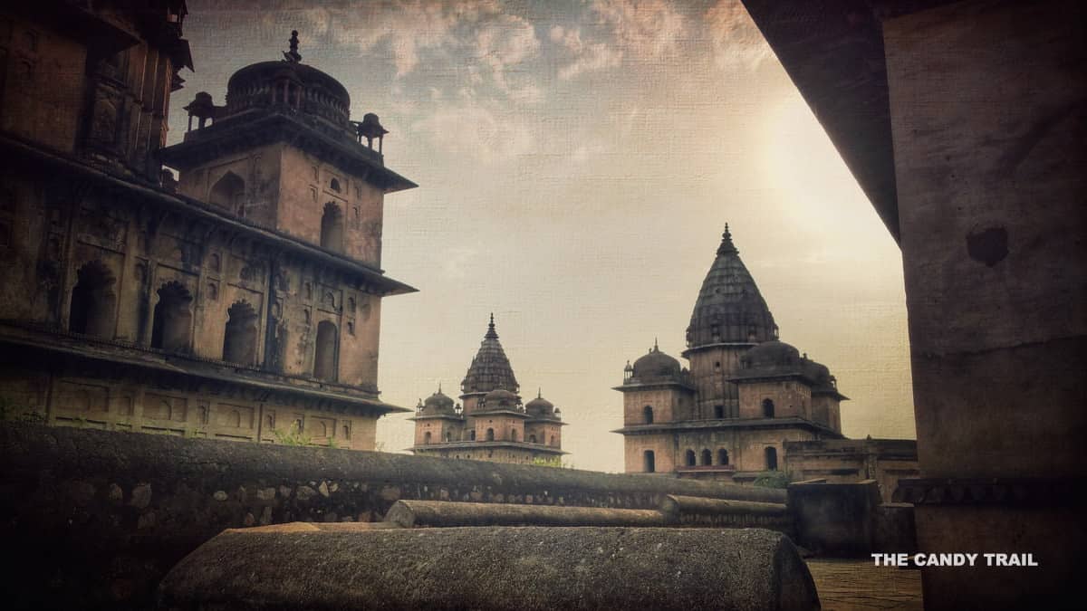 orchha tombs at dusk india