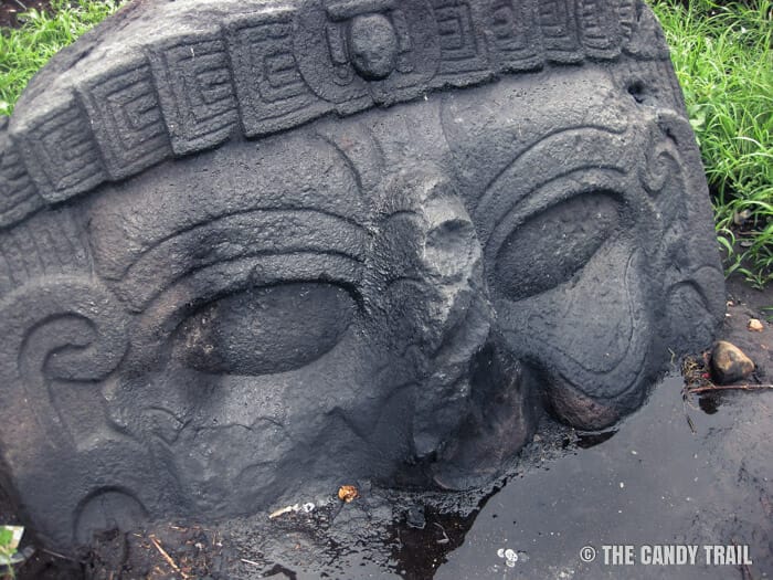 ancient giant stone head guatemala