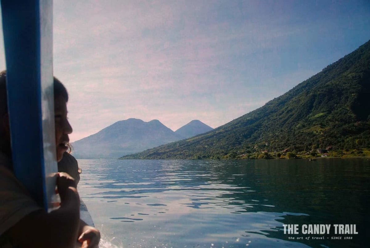 Lake Atitlan from the boat - ahead Santiago de Atitlan, Guatemala