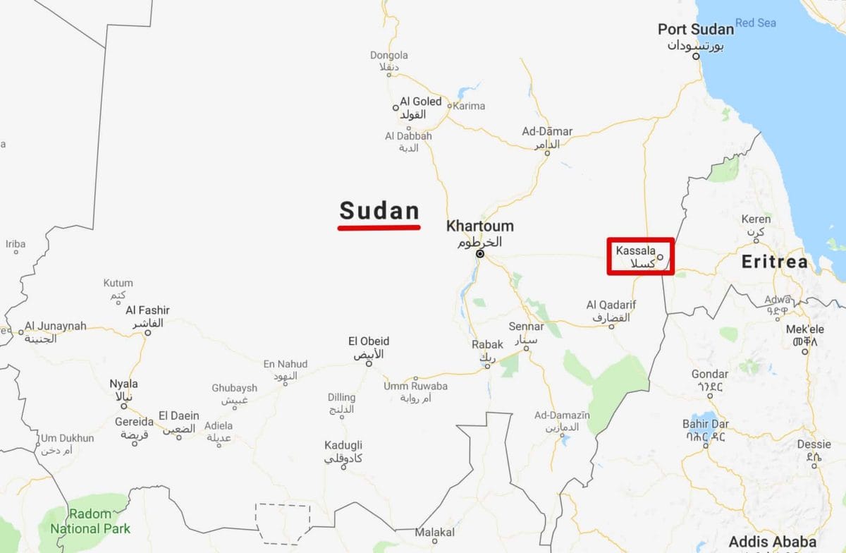 map of kassala location in sudan