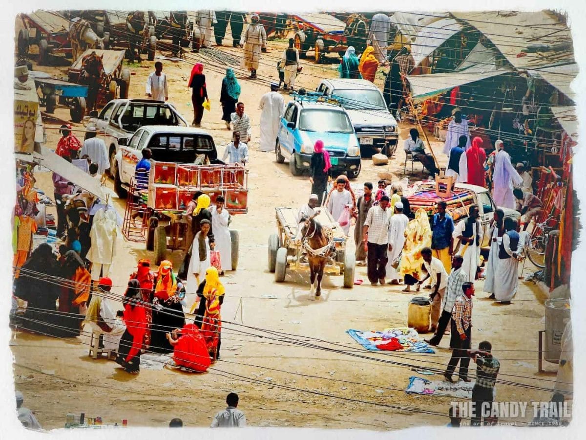 busy street scene at markets of kassala in sudan
