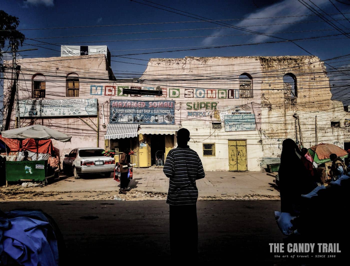 Crumbling colonial building ruin in central Hargeisa in Somaliland