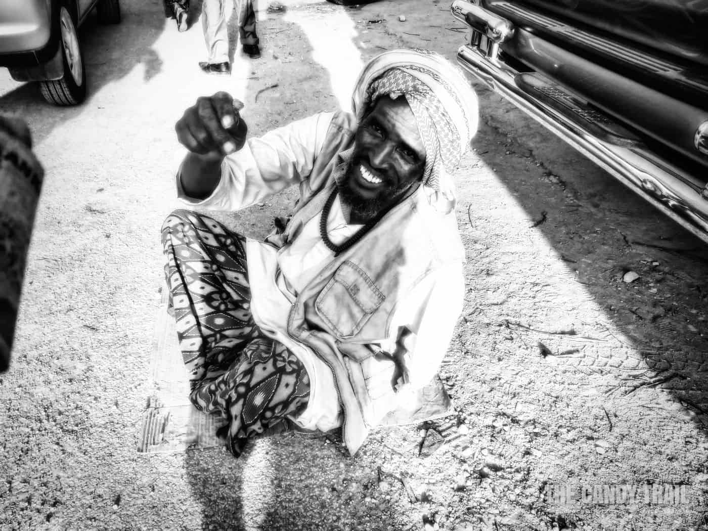 beggar in streets of hargeisa, somaliland.