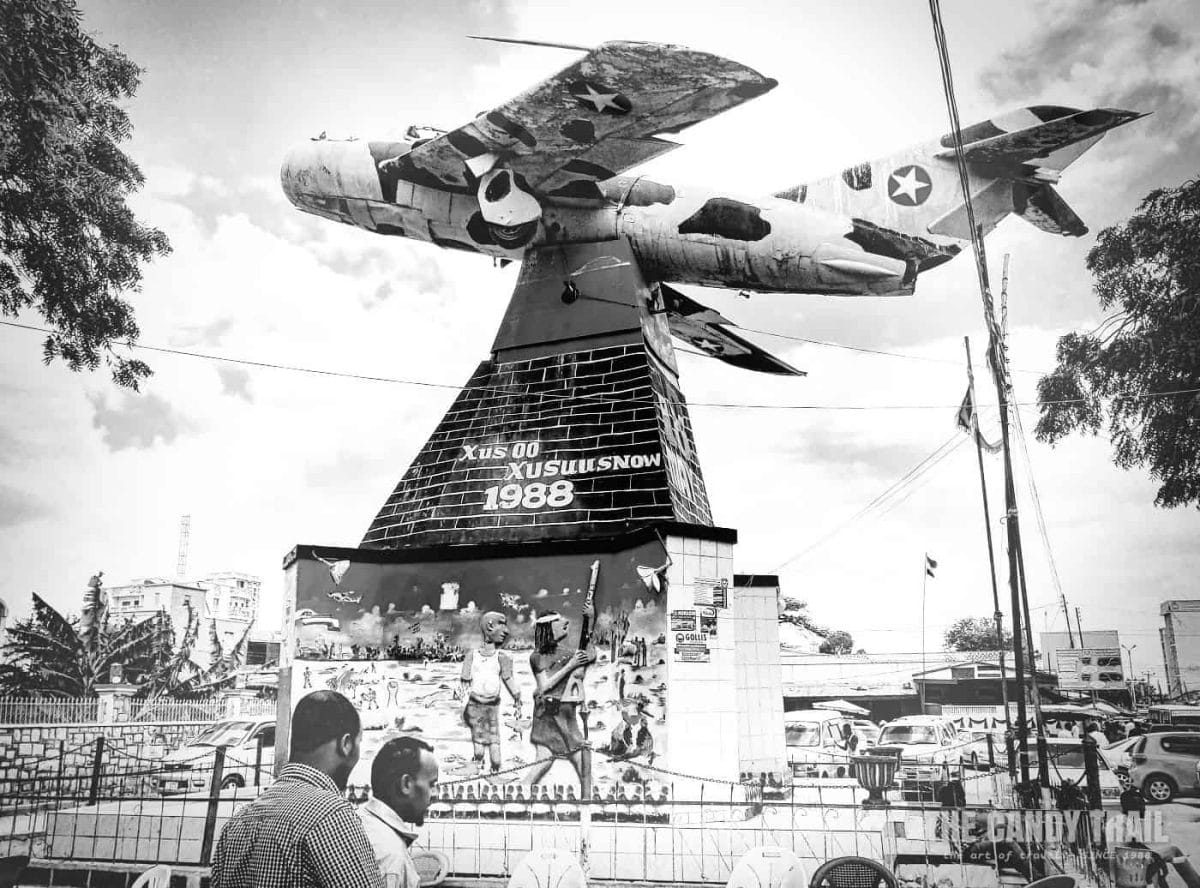 Mig jet fighter monument in city of Hargeisa in Somaliland
