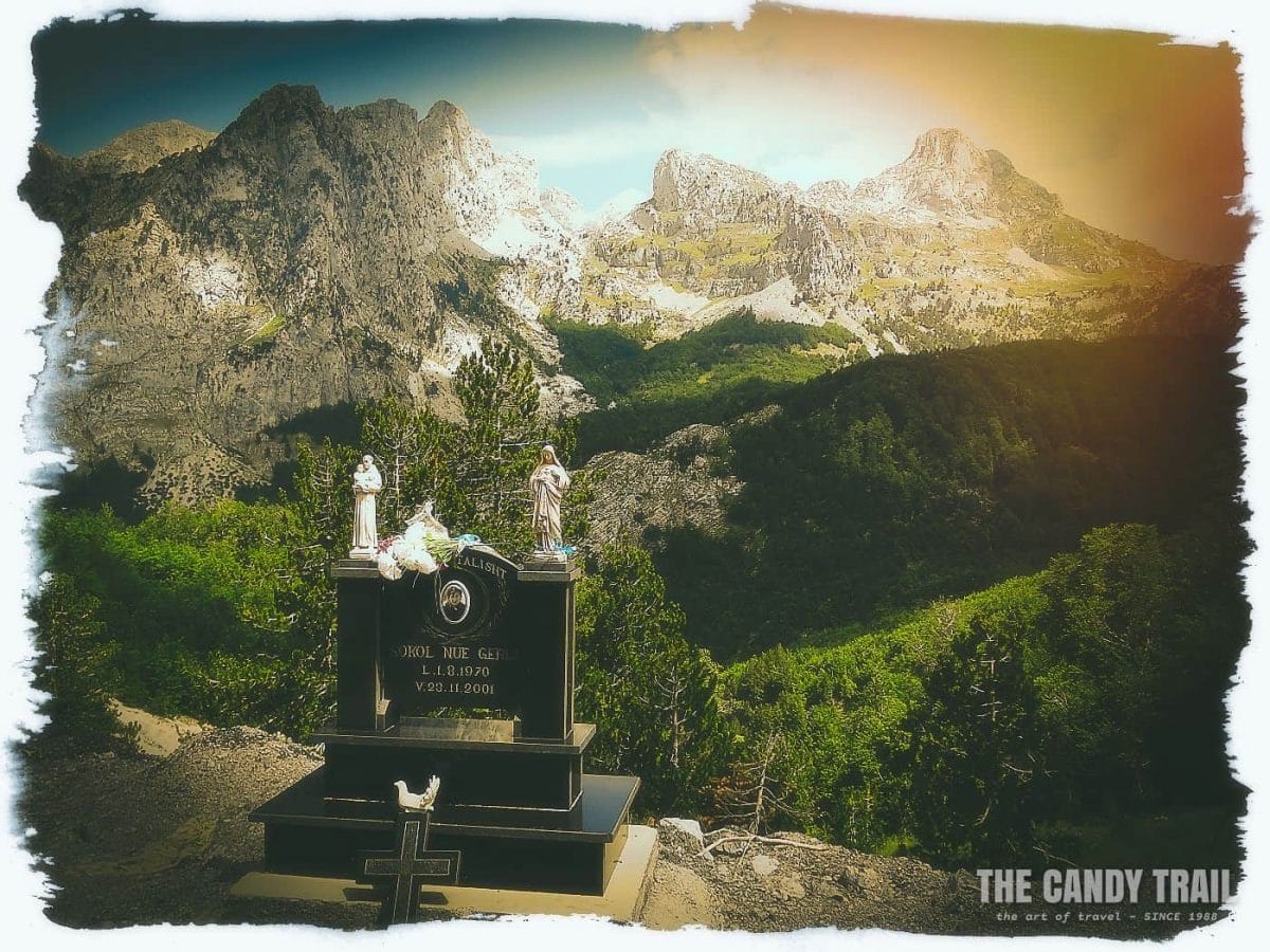 road accident memorial on theth mountain road in albania
