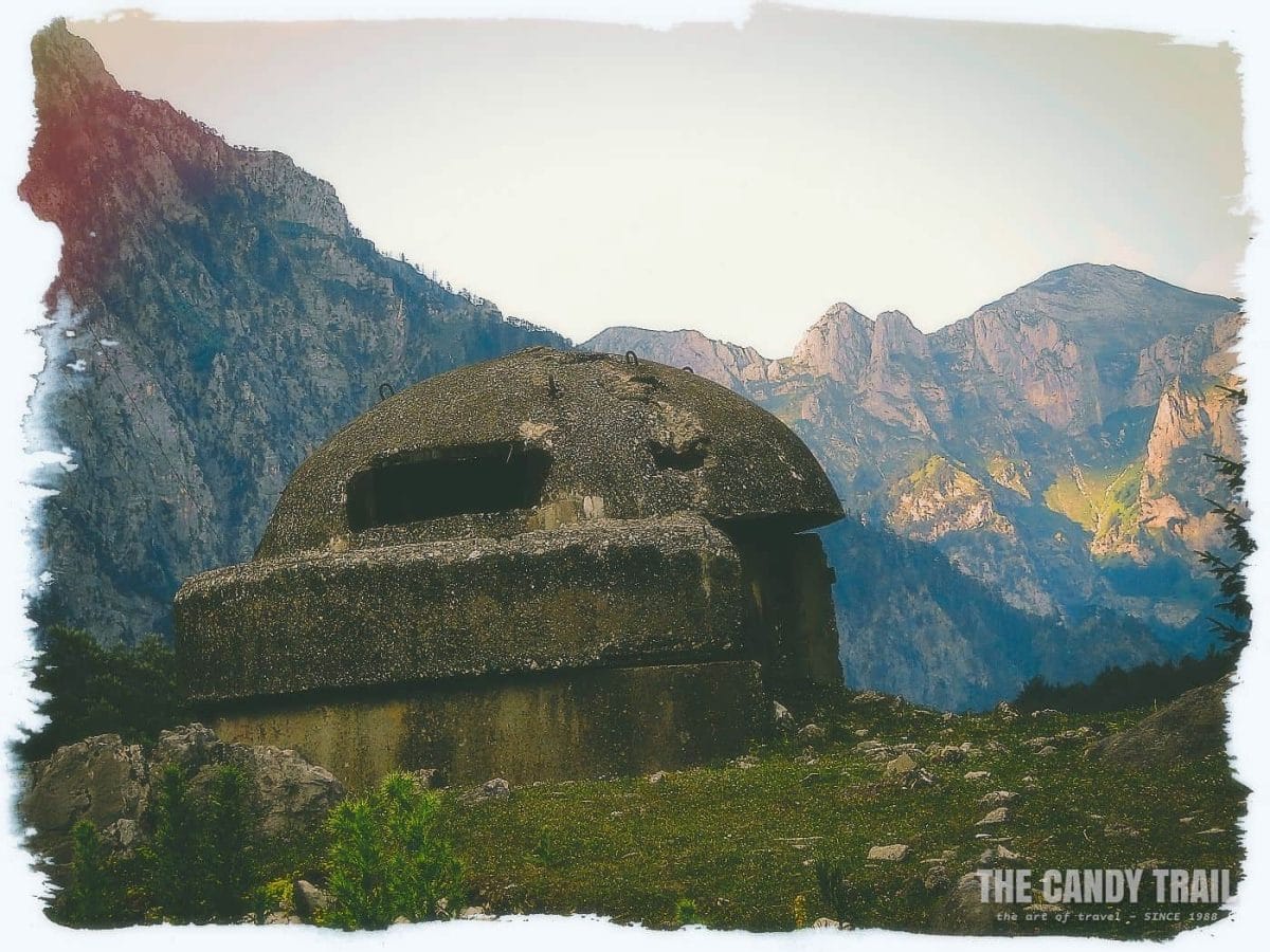 old communist bunker on valbona hike in accursed mountains of albania