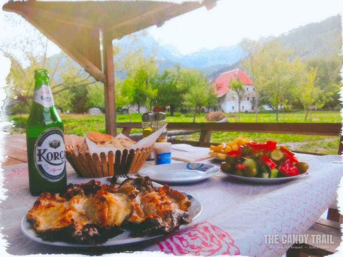 fish-beer-meal at guesthouse in valbona albania