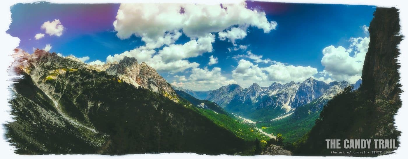 mountain panorama near valbona pass on hike to Theth in Albania