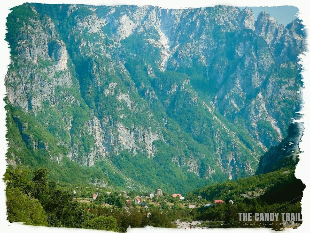 theth village below high mountains albania