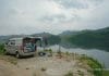 Van Camping On Island Yalu River China North Korea Border