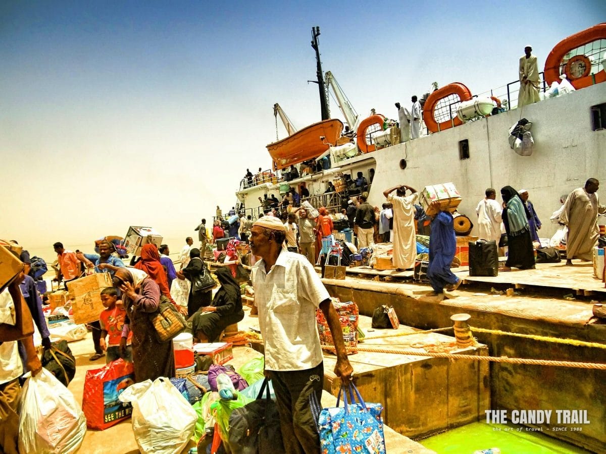 passengers disembarking ship at the port of Wadi Halfa sudan