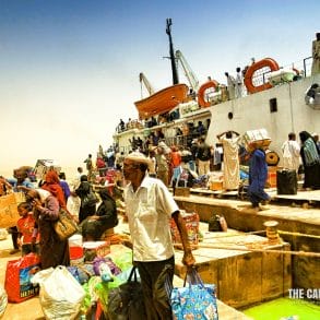 passengers disembarking ship at the port of Wadi Halfa sudan