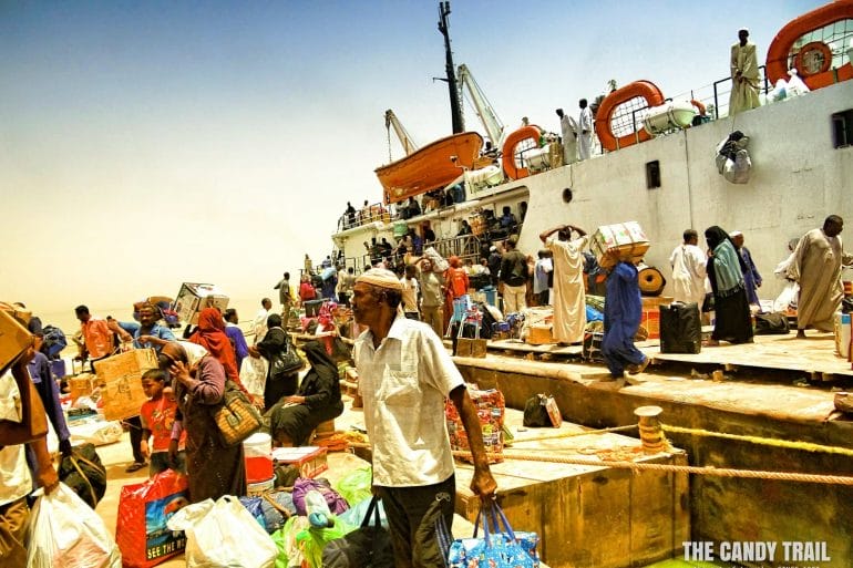 passengers disembarking ship at the port of Wadi Halfa sudan
