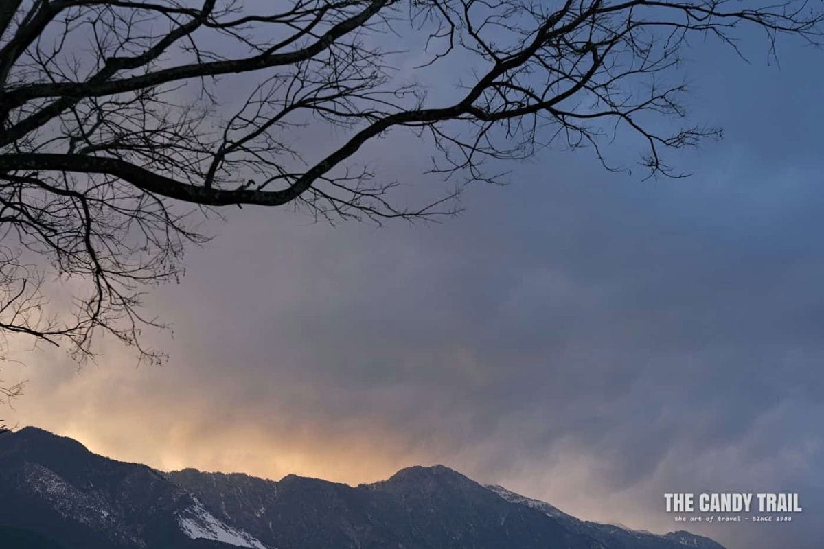Last light over Cang Mountains behind Dali