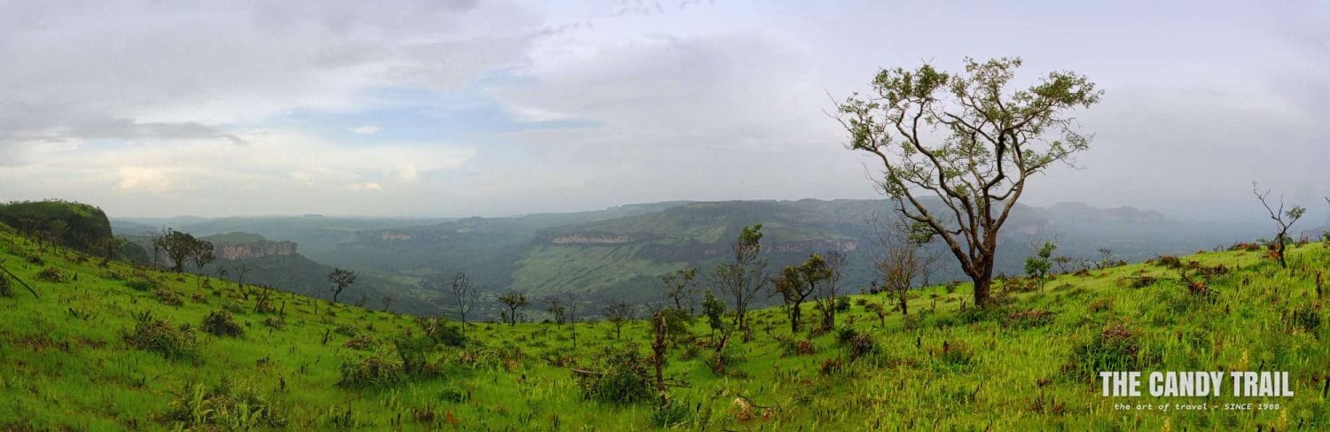 panorama at doucki above canyon in fouta djallon highlands of guinea