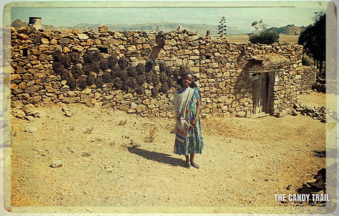 Girl outside her house in the Eritrean village of Matara