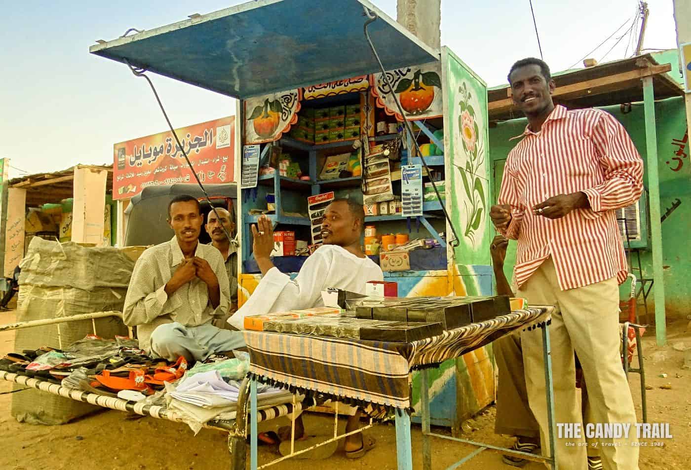 backpacking sudan street stall in wadi halfa