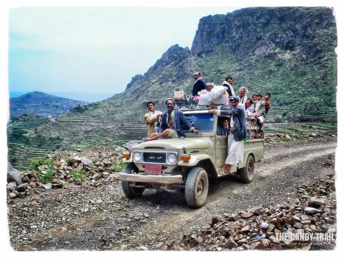 Transport on route from Manakhah market day haraz mountains in Yemen 