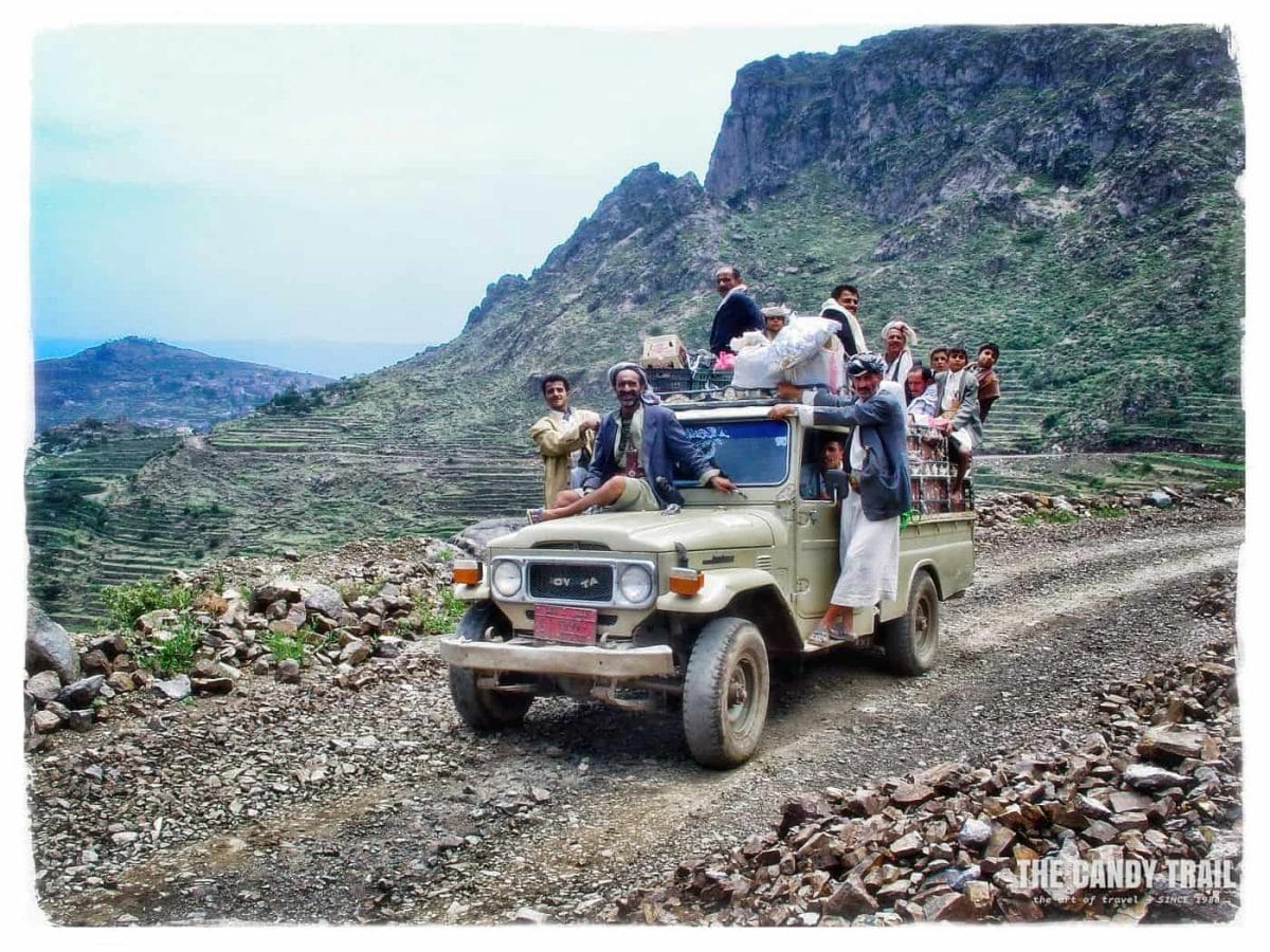 Transport on route from Manakhah market day haraz mountains in Yemen