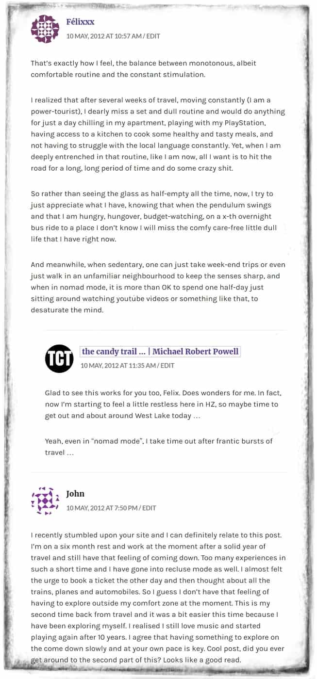 advice for long term travel blog comments