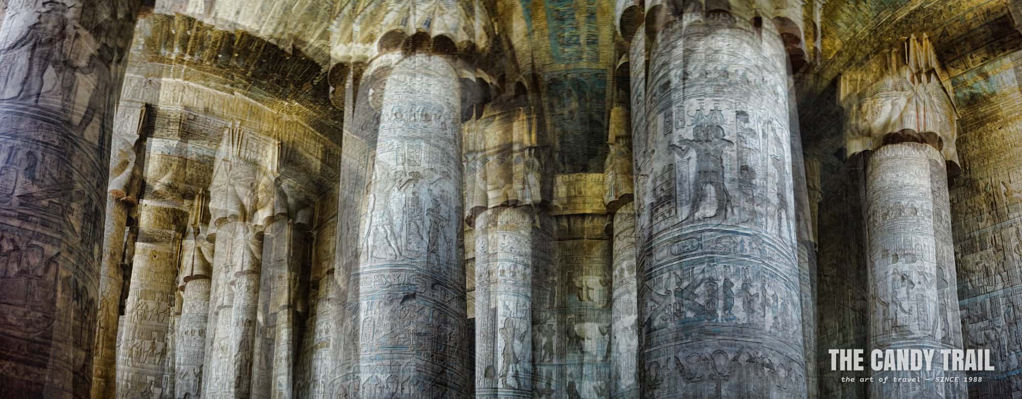 pillars in temple in dendera egypt