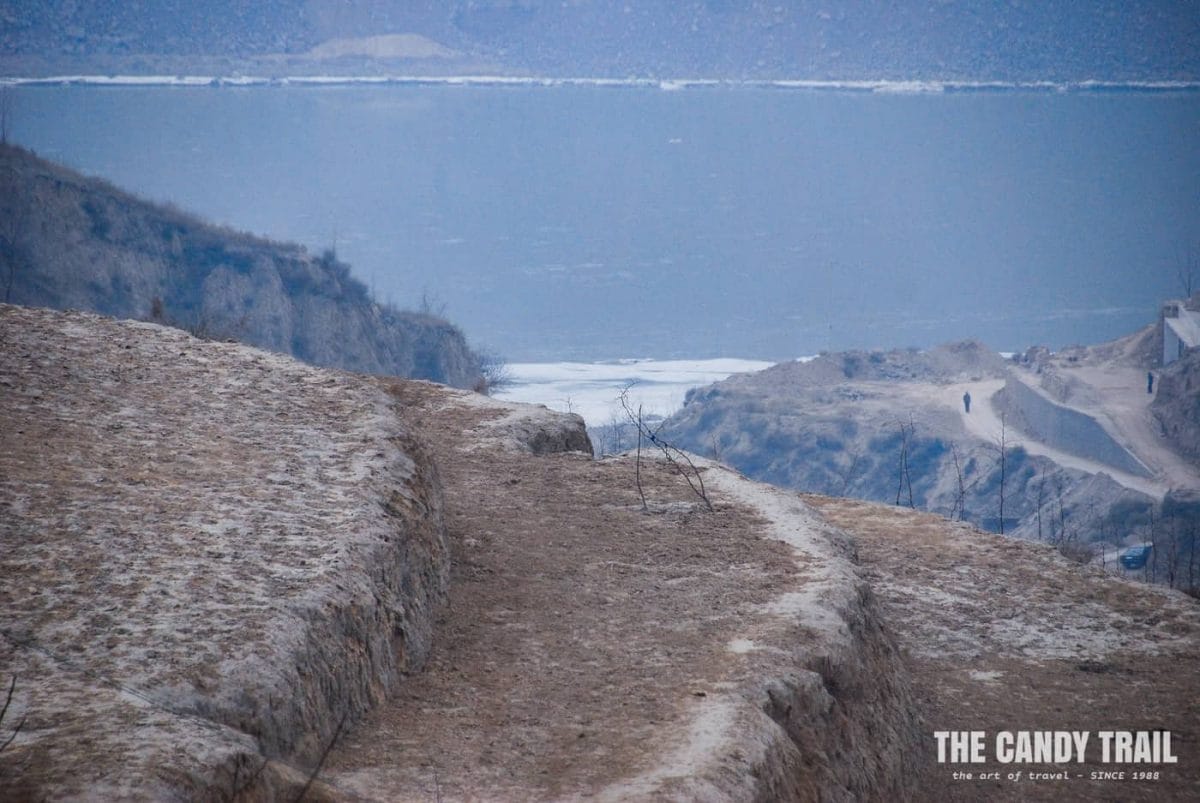 Partially-frozen Qiushui River in shanxi china