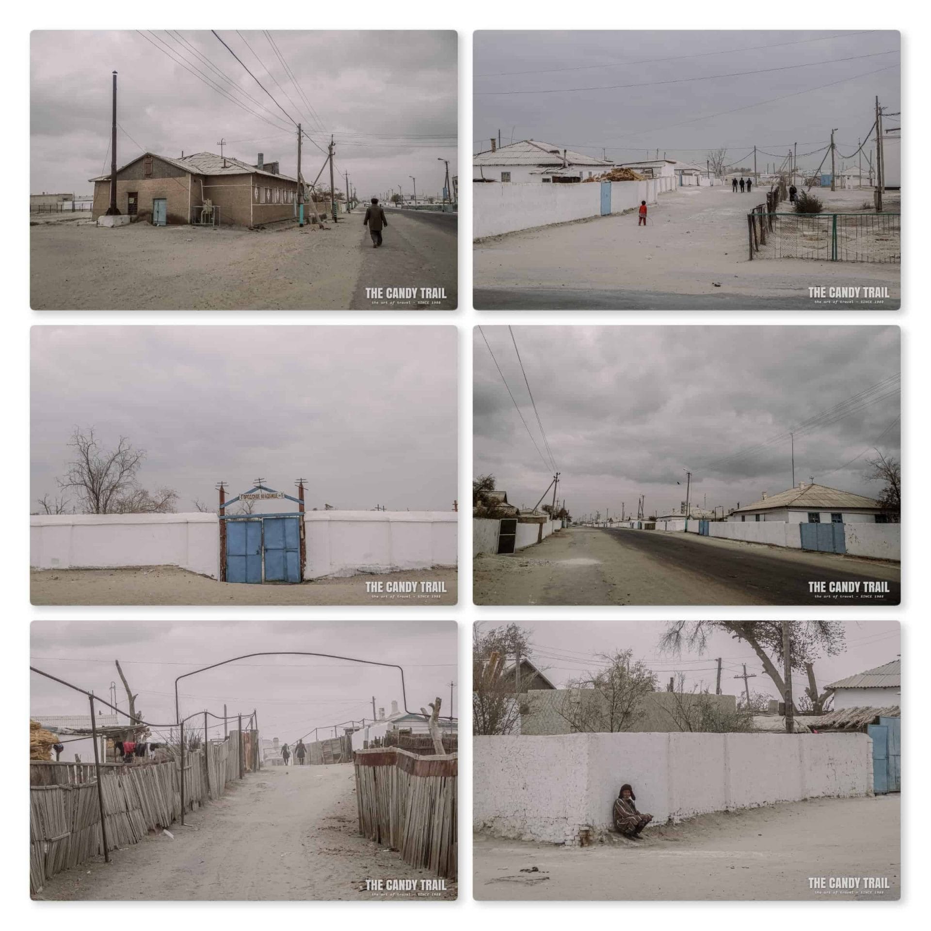 dusty streets of moynaq at aral sea in uzbekistan