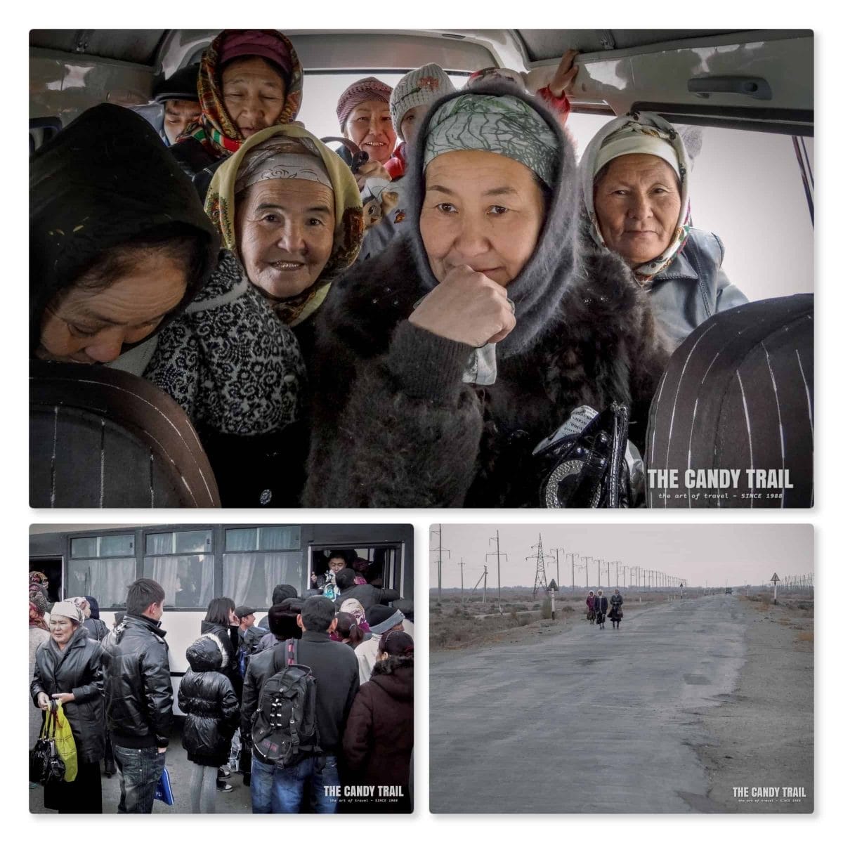 Public transport scenes leaving moynaq in uzbekistan