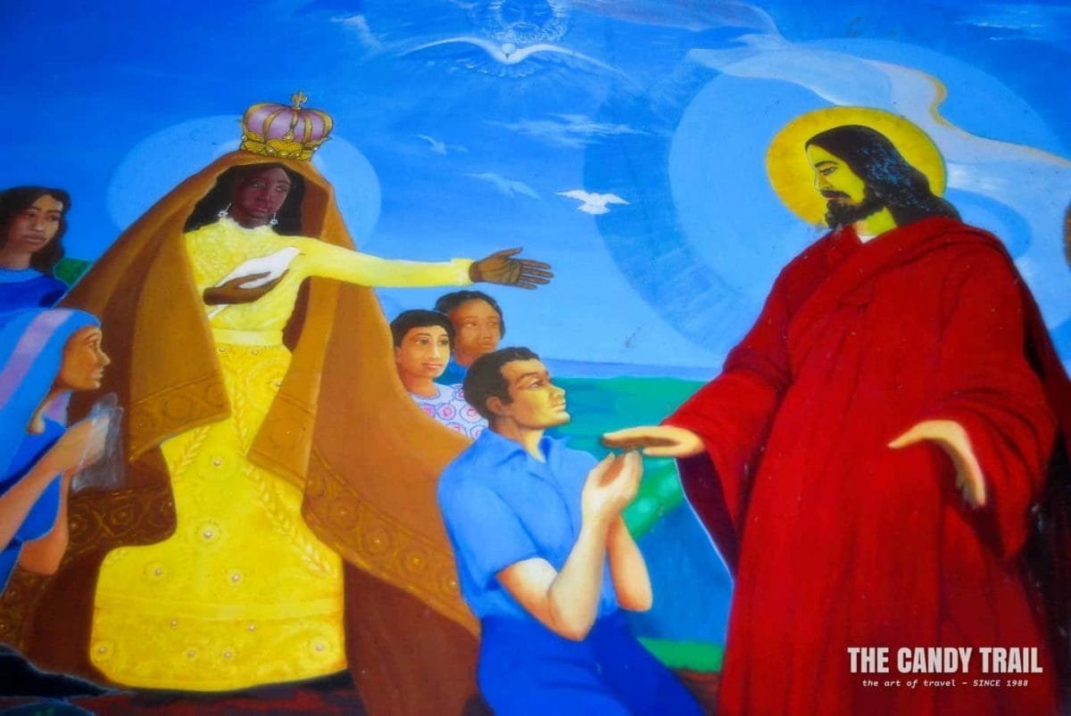 Black Virgin mural inside the Basilica de Nuestra Señora del Cobre