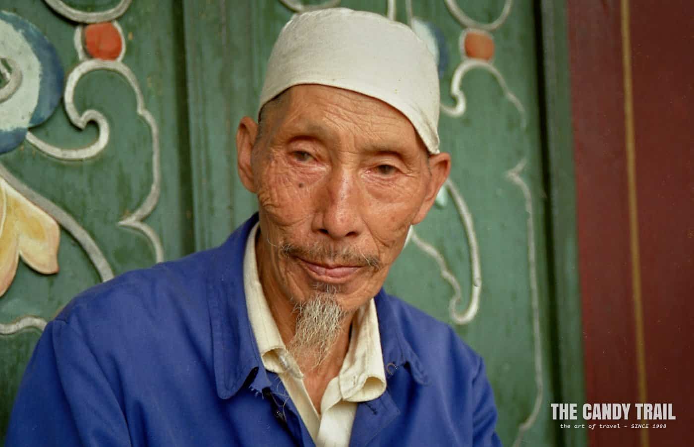 Chinese Hui Muslim man at mosque in Lanzhou, a city on the silk road of china