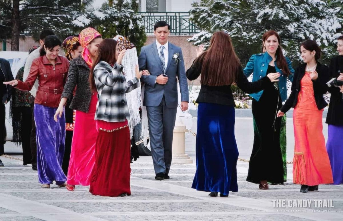 Turkmen wedding party at Independence Monument area