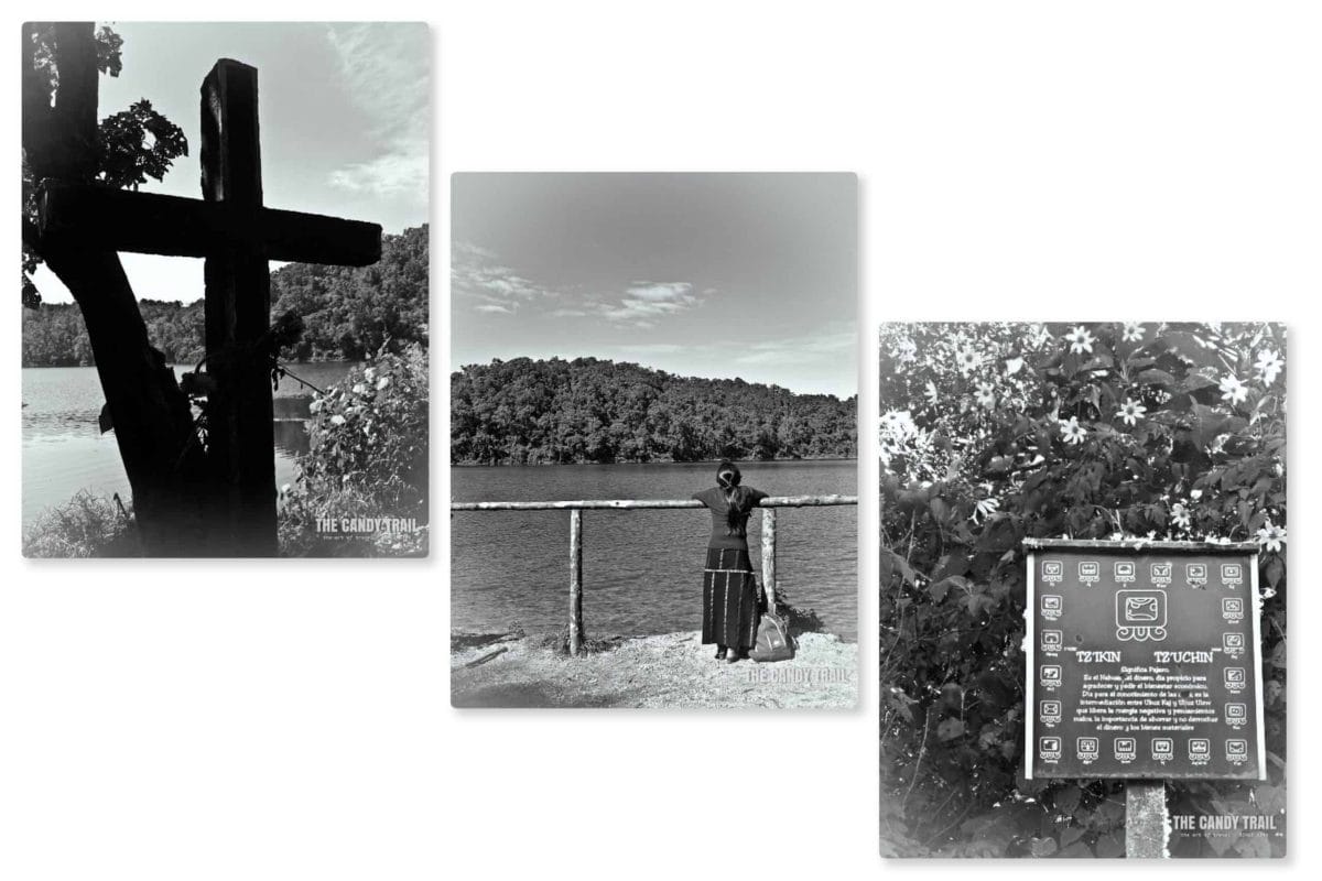Young Maya girl on the sacred shores of Lake Chicabal maya altar and sacred places luguna chicabal guatemala