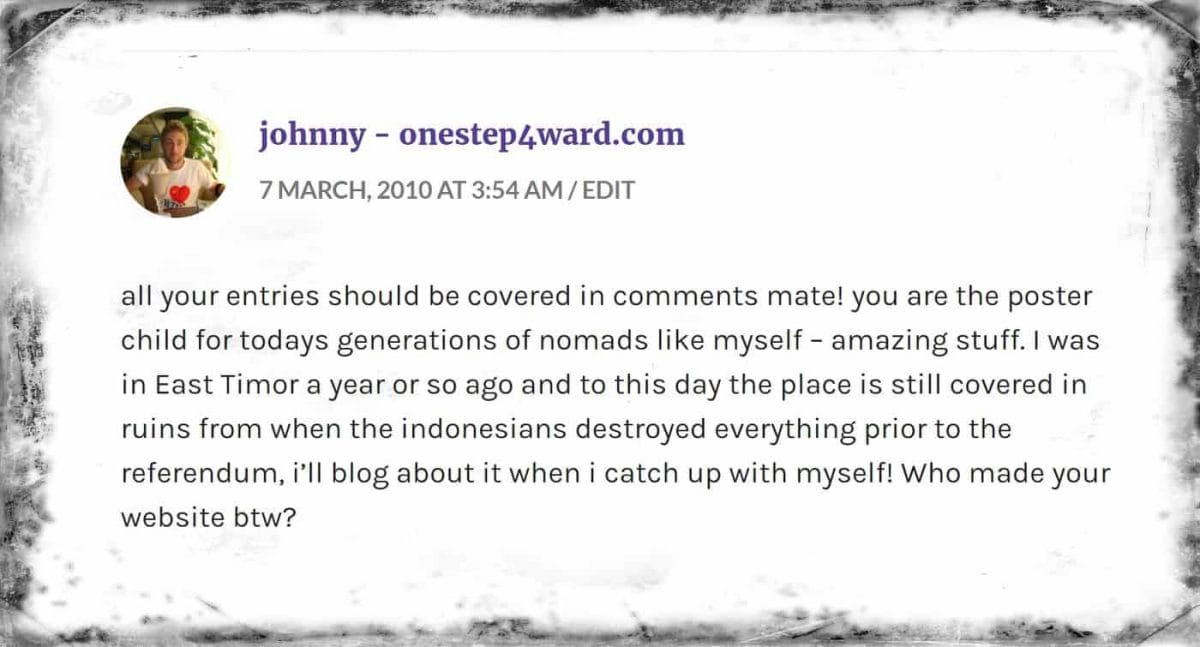 east timor blog comment by johnny ward THE CANDY TRAIL