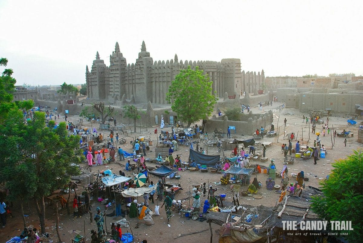 Djenne Great Mosque and the Monday Market nearing dusk.