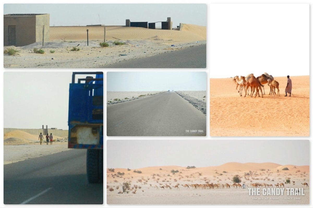 collage of desert road scenes mauritania