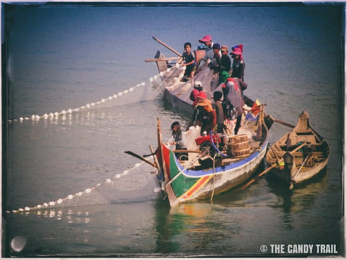 fishing net from boats cambodia