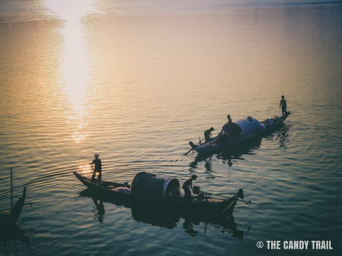 saipan boats river sunset cambodia