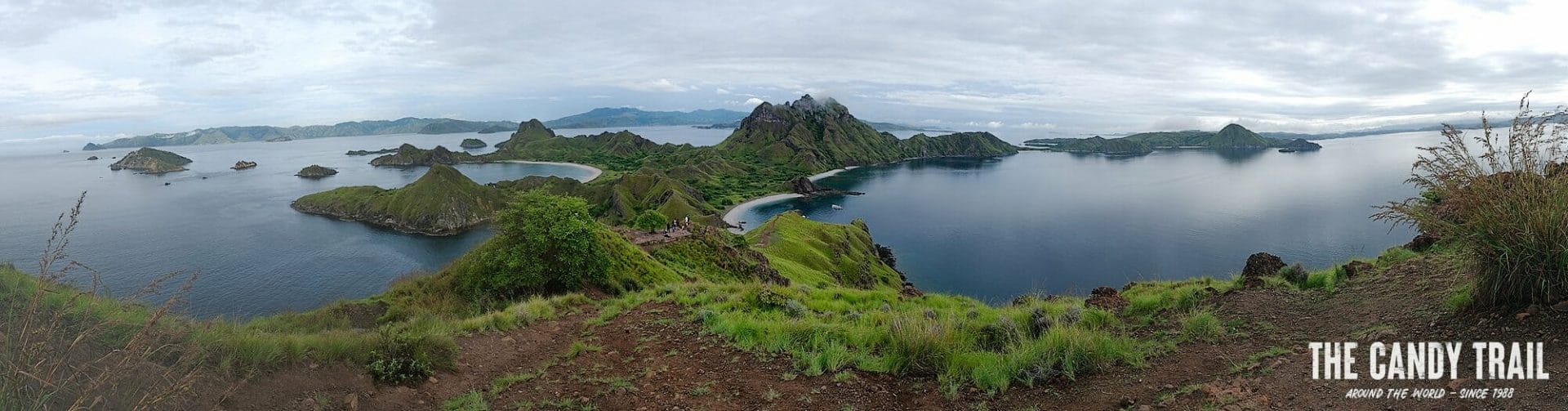 Classic Komodo Island Park view from Rinca Island high point in the early morning during the Monsoon season.