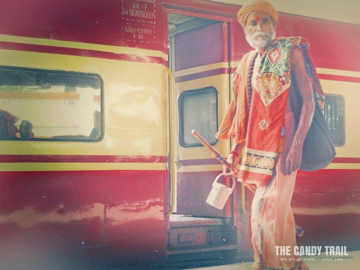 sadhu pilgrim traveling train india