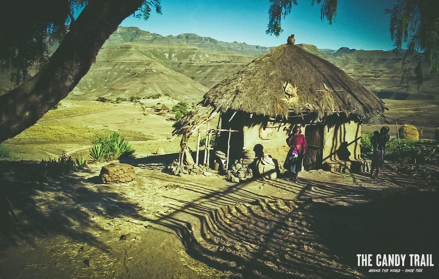 thatch house in mountains near lalibela ethiopia 1994