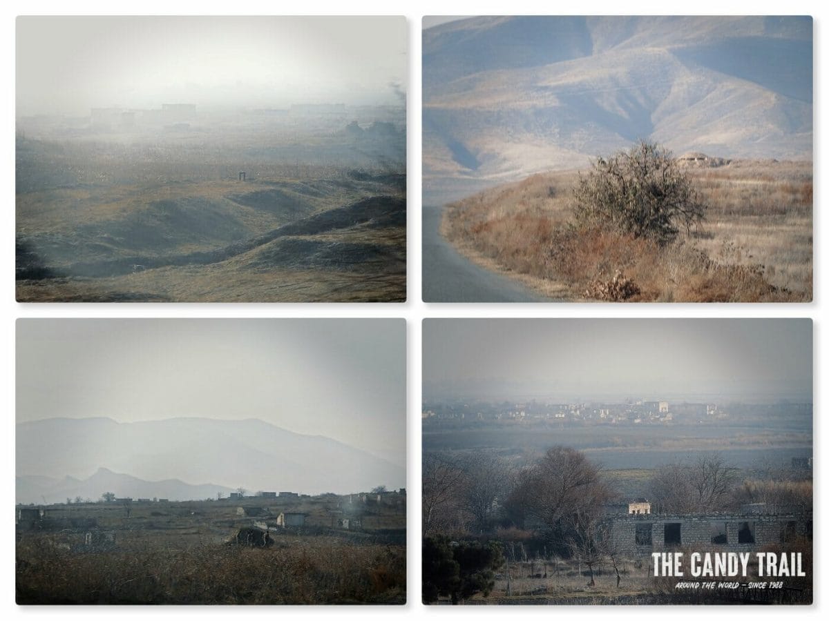 Traveling Nagorno- Karabakh defensive frontlines, looking the destroyed Azeri city of Aghdam.