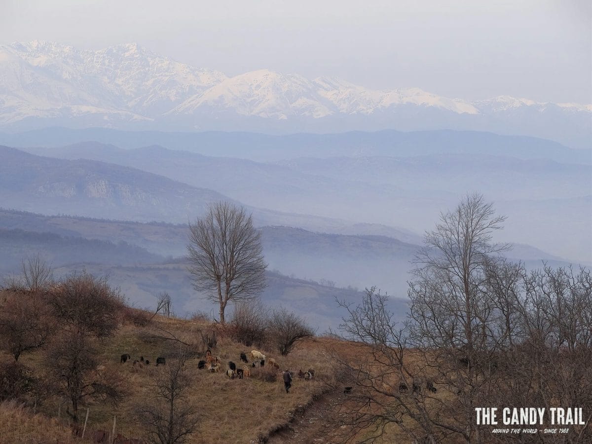 Traveling Nagorno-Karabakh with view of snowy mountain landscape