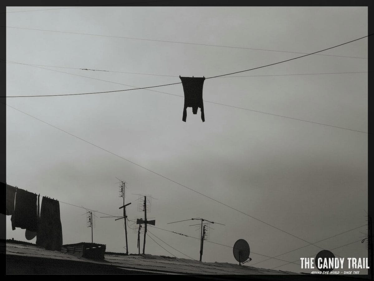 T-shirt hanging in an upside-down 'surrender' in Shusha traveling seen when Nagorno-Karabakh in 2011